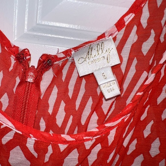 Milly Cabana Coral Silk Ruffle Beach Coverup Dress size 6 - Picture 3 of 3